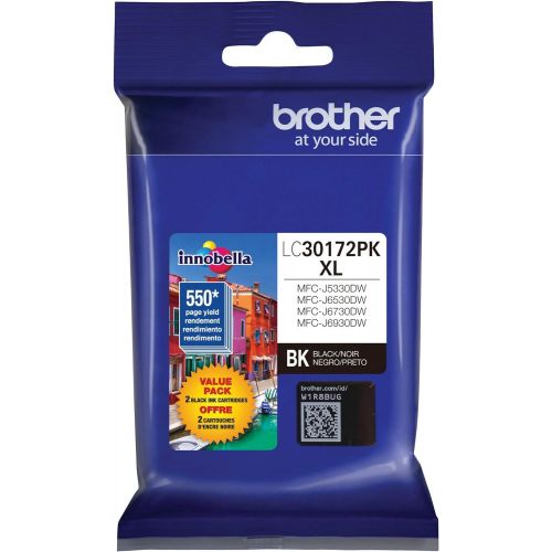 브라더 Brother Printer LC30172PK High Yield XL Black Ink Cartridge-2 Pack