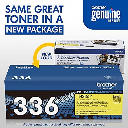 브라더 Brother TN-336Y DCP-L8400 L8450 HL-L8250 L8350 MFC-L8600 L8650 L8850 Toner Cartridge (Yellow) in Retail Packaging