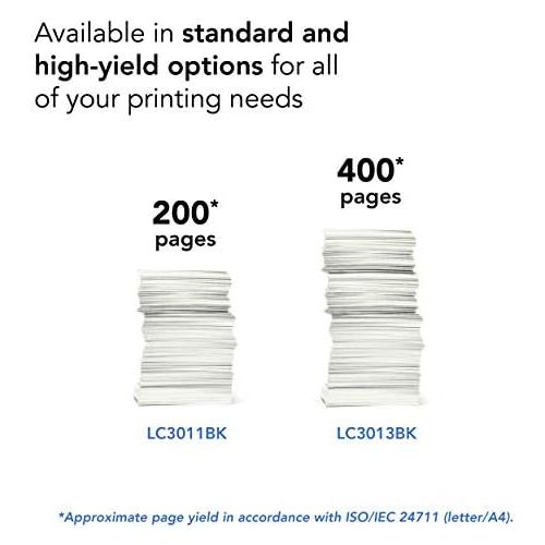 브라더 Brother Printer LC3011BK Singe Pack Standard Cartridge Yield Upto 200 Pages LC3011 Ink Black