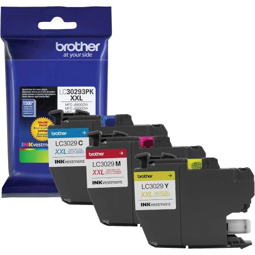 브라더 Brother LC3029 Color C/M/Y Ink Cartridges (LC30293PKS), Super High Yield, 3/Pack