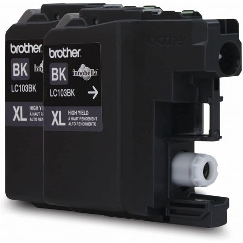 브라더 Brother Genuine High Yield Black Ink Cartridges, LC1032PKS, Replacement Black Ink, Includes 2 Cartridges of Black Ink, Page Yield Up To 600 Pages/Cartridge, LC1032PKS