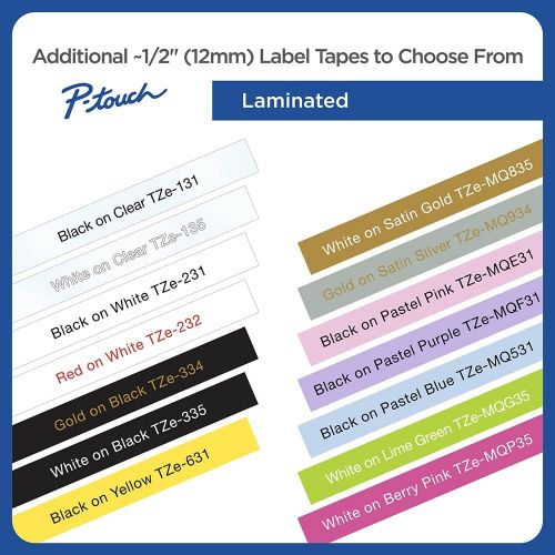 브라더 Brother Genuine P-touch TZE-1312PK Tape, 1/2 (0.47) Standard Laminated P-touch Tape, Black on Clear, Perfect for Indoor or Outdoor Use, Water Resistant, 26.2 Feet (8M), Two-Pack