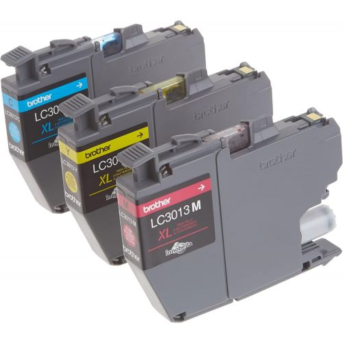 브라더 Brother Printer Genuine LC30133PKS 3-Pack High Yield Color Ink Cartridges, Page Yield Up to 400 Pages/Cartridge, Includes Cyan, Magenta and Yellow, LC3013