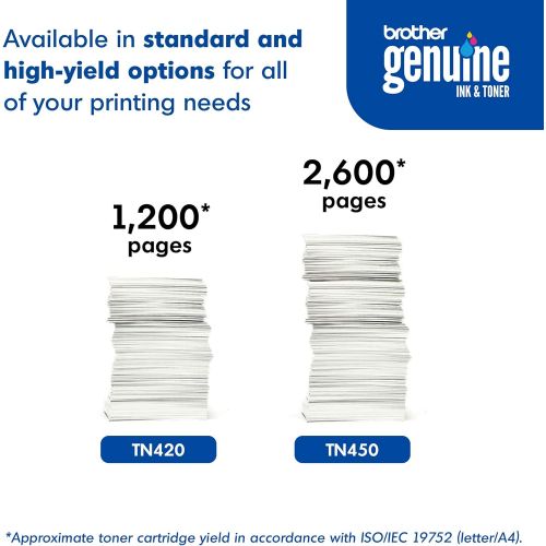 브라더 Brother Genuine High Yield Toner Cartridge, TN450, Replacement Black Toner, Page Yield Up To 2,600 Pages