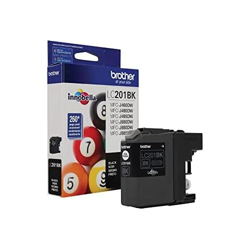 브라더 Brother Genuine Standard Yield Black Ink Cartridge, LC201BK, Replacement Black Ink, Page Yield Up To 260 Pages, Amazon Dash Replenishment Cartridge, LC201BK