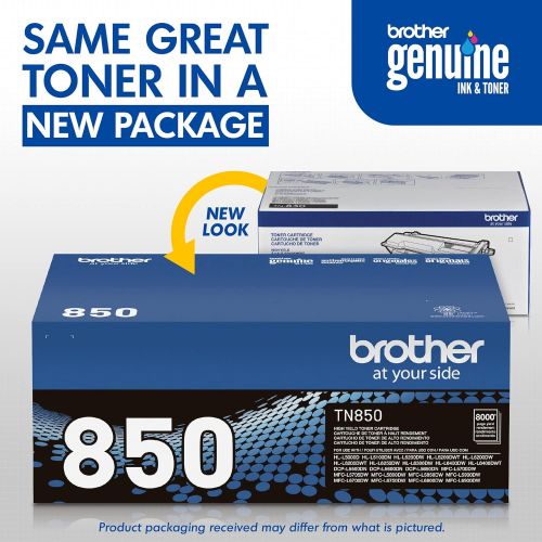 브라더 Brother Genuine High Yield Toner Cartridge, TN850, Replacement Black Toner, Page Yield Up To 8, 000 Pages, Amazon Dash Replenishment Cartridge