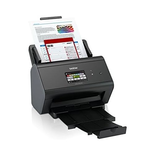 브라더 Brother ImageCenter ADS-2800W Wireless Document Scanner, Multi-Page Scanning, Color Touchscreen, Integrated Image Optimization, High-Precision Scanning, Continuous Scan Mode, Black