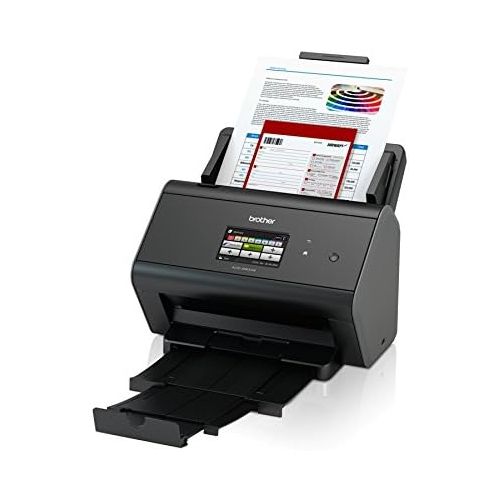 브라더 Brother ImageCenter ADS-2800W Wireless Document Scanner, Multi-Page Scanning, Color Touchscreen, Integrated Image Optimization, High-Precision Scanning, Continuous Scan Mode, Black