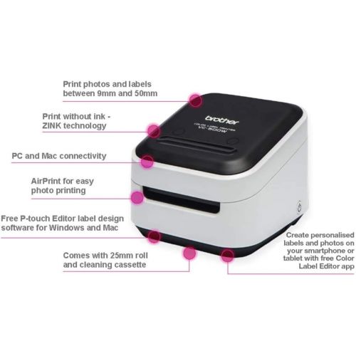 브라더 [아마존베스트]Brother VC-500W Versatile Compact Color Label and Photo Printer with Wireless Networking