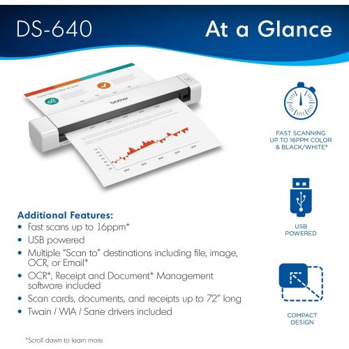 브라더 [아마존베스트]Brother DS-640 Compact Mobile Document Scanner, (Model: DS640)