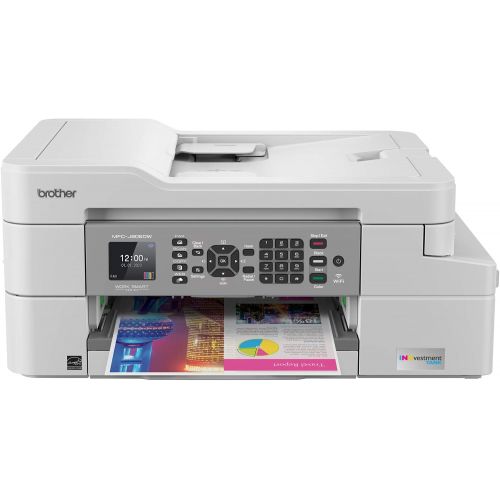 브라더 Brother MFC-J805DW INKvestmentTank Color Inkjet All-in-One Printer with Mobile Device and Duplex Printing with Up To 1-Year of Ink In-box, White, One Size, Amazon Dash Replenishmen