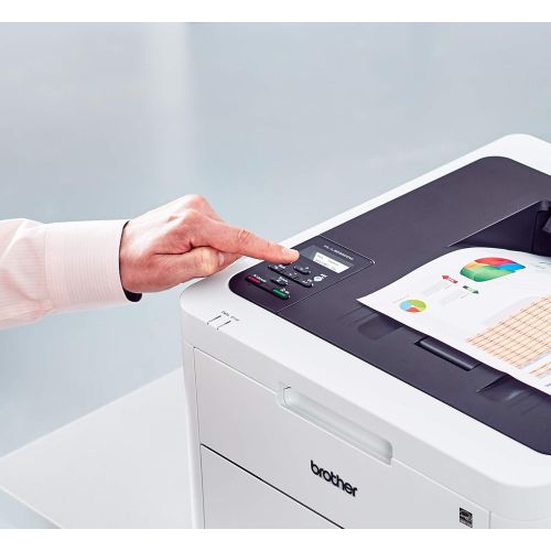 브라더 Brother HL-L3230CDW Compact Digital Color Printer Providing Laser Printer Quality Results with Wireless Printing and Duplex Printing, Amazon Dash Replenishment Ready, White