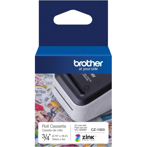 브라더 Brother VC-500W Versatile Compact Color Label and Photo Printer with Wireless Networking & Genuine CZ-1003 Continuous Length ¾” (0.75”) 19 mm Wide x 16.4 ft. (5 m) Long Label roll