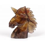 /Brotherstones 4.13Natural Smoky Quartz Crystal Hand Carved Unicorn ,Crystal Unicorn,Crystal Unicorn Head, Reiki Chakras H007