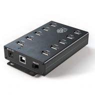 BrovSS- USB Hub Connector- 10 Port USB 2.0 Hub - Multiple USB Port Hub - Powered USB Hub for Mining - USB Extension Splitter - Powered Hub with 12V 5A Adapter, LEDs, Mounting Brack