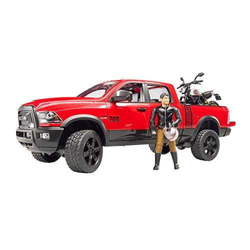  bruder Ram 2500 Power Wagon with Ducati Scrambler Desert Sled and Driver Vehicles Toy