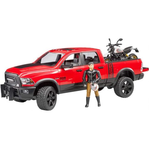  bruder Ram 2500 Power Wagon with Ducati Scrambler Desert Sled and Driver Vehicles Toy