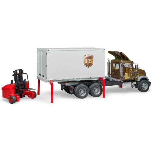  Bruder 02828 Mack Granite Ups Logistics Truck with Forklift Vehicles - Toys