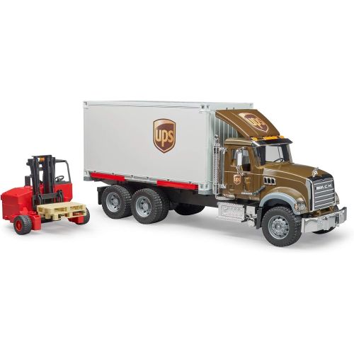  Bruder 02828 Mack Granite Ups Logistics Truck with Forklift Vehicles - Toys