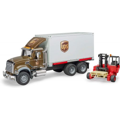  Bruder 02828 Mack Granite Ups Logistics Truck with Forklift Vehicles - Toys