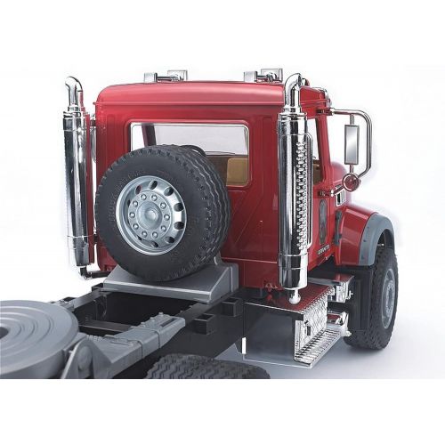  Bruder 02813 Mack Granite Flatbed Truck with JCB Loader Backhoe