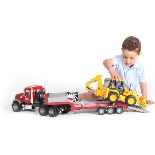  Bruder Toys Bruder Mack Granite Flatbed Truck with JCB Loader Backhoe