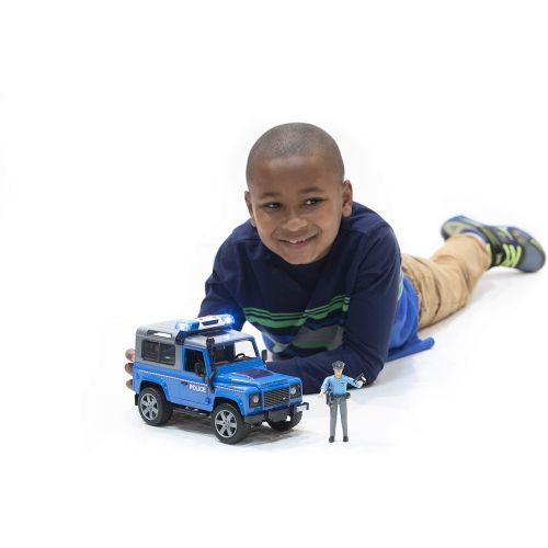  Bruder Toys Land Rover Police vehicle w light skin policeman