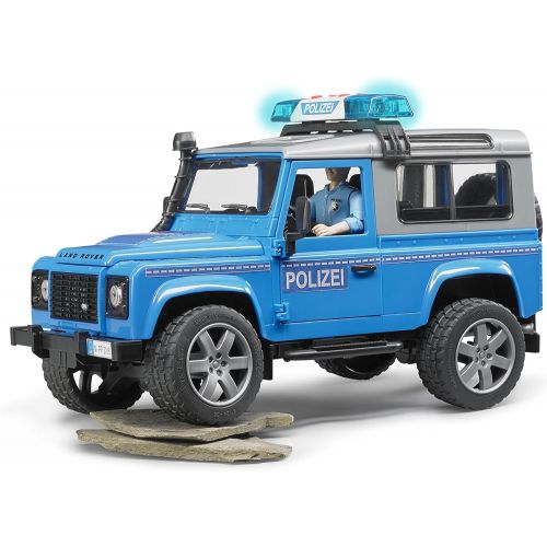 Bruder Toys Land Rover Police vehicle w light skin policeman