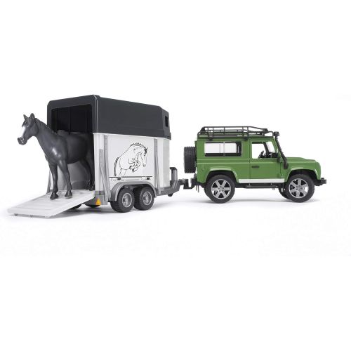  Bruder Toys Land Rover Defender w trailer snowmobile and DRIVER