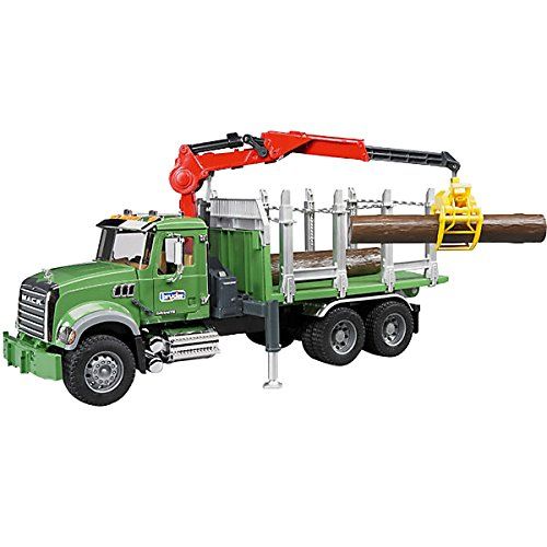  Bruder Toys Bruder MACK Granite Timber Truck with Loading Crane and 3 Trunks