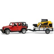 Bruder Toys Bruder Jeep Wrangler Unlimited Rubicon with Trailer and CAT Skid Steer