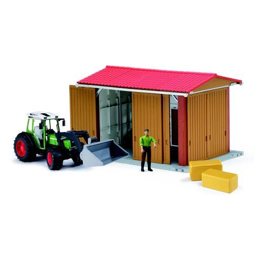  Bruder Toys Bruder Bworld Farm Shed with Man, Tractor and Accessories