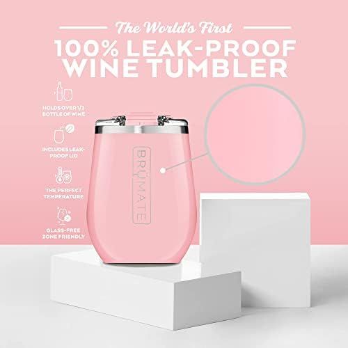  [아마존베스트]BrueMate Uncorkd XL 14oz Wine Glass Tumbler With Splash-proof Lid - Made With Vacuum Insulated Stainless Steel (Blush)