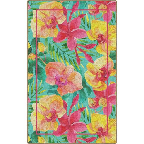  Brumlow Mills LW10116-76x10 Tropical Flowers Pink Floral Area Rug, 76 x10