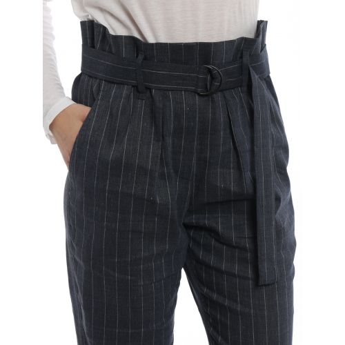  Brunello Cucinelli Striped linen and wool trousers