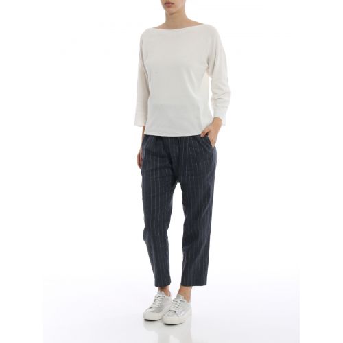  Brunello Cucinelli Striped linen and wool trousers