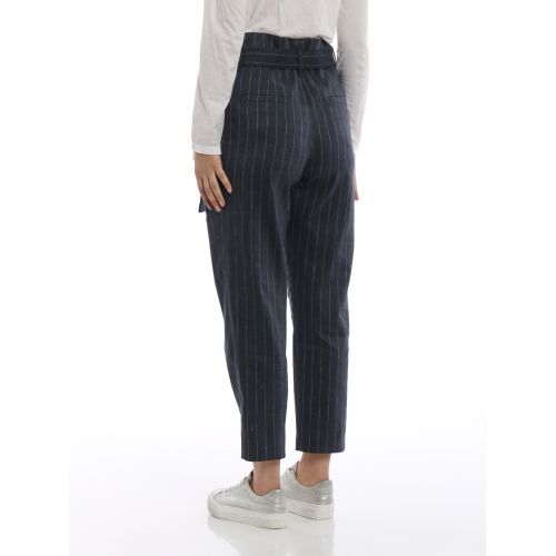  Brunello Cucinelli Striped linen and wool trousers
