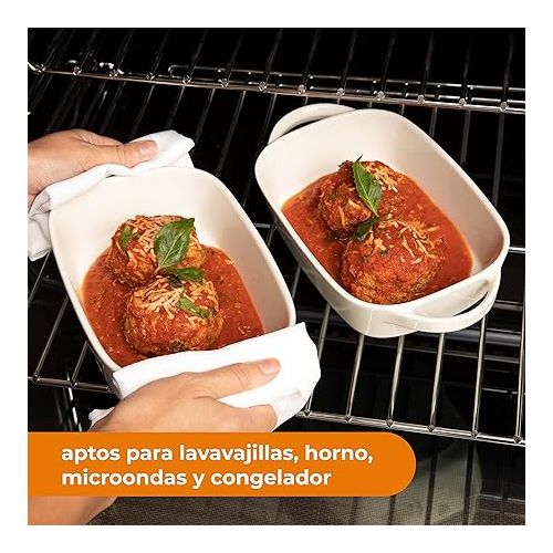  Bruntmor 9x5 inch White Baking Pans Set of 4, Ceramic Baking Dish | Pie & Tart Lasagna Pans for Casserole Dish with Lid | Kitchen Baking Dishes for Oven Safe & Porcelain Bakeware for Cooking