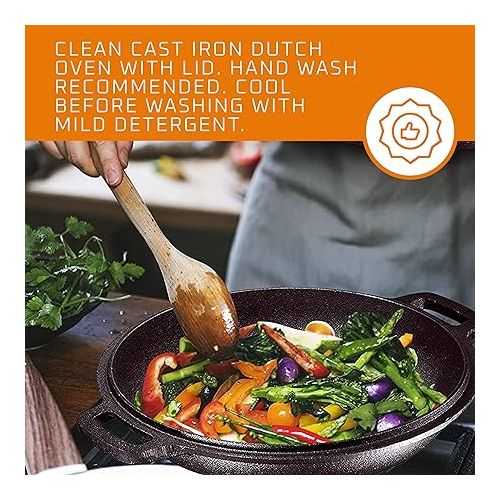  Bruntmor 2-in-1 Pre-Seasoned Cast Iron Dutch Oven With Handles - Crock Pot Black Cast Iron pot with Skillet lid - All-in-One Cookware Braising Pan for Casserole Dish - 5 Quart - Black