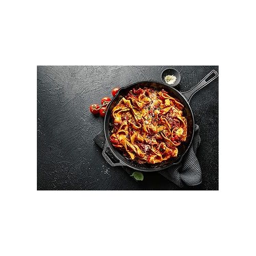  Bruntmor 12'' Black Pre-seasoned Cast Iron Frying Pan, 12 Inch Oven Safe Enameled Cast Iron Skillets | Cast Iron Skillets Grill Pan Set| Nonstick Cookware And Bakeware For Casserole Dish