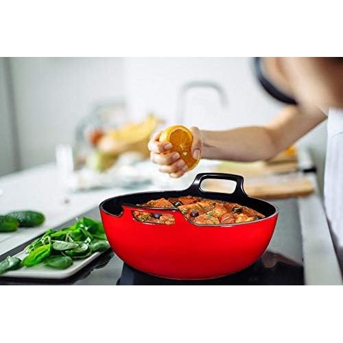  Enameled Cast Iron 3 Piece Bundle Gift Set, 3.8qt. Braiser Pan, 12 inch Skillet & 3qt. Balti Dish, Cookware Set