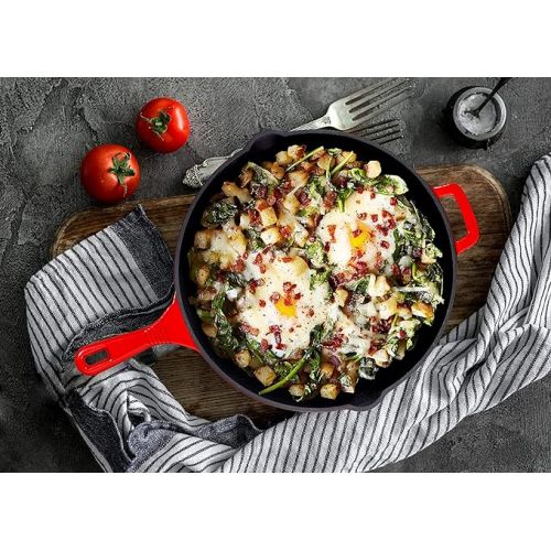  Enameled Cast Iron 3 Piece Bundle Gift Set, 3.8qt. Braiser Pan, 12 inch Skillet & 3qt. Balti Dish, Cookware Set