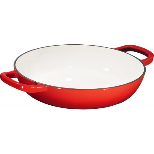  [아마존핫딜][아마존 핫딜] Bruntmor Enameled Cast Iron Casserole Braiser - Pan with Cover, 3.8-Quart, Gradient Red