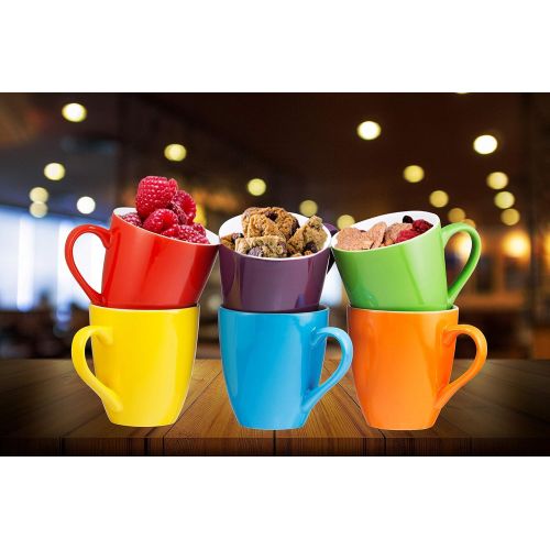  [아마존 핫딜] Coffee Mug Set Set of 6 Large-sized 16 Ounce Ceramic Coffee Mugs Restaurant Coffee Mugs By Bruntmor (Multi-Color)