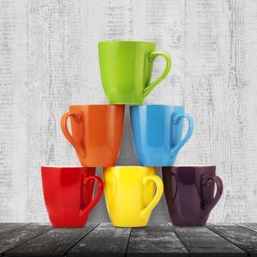  [아마존 핫딜] Coffee Mug Set Set of 6 Large-sized 16 Ounce Ceramic Coffee Mugs Restaurant Coffee Mugs By Bruntmor (Multi-Color)