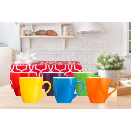  [아마존 핫딜] Coffee Mug Set Set of 6 Large-sized 16 Ounce Ceramic Coffee Mugs Restaurant Coffee Mugs By Bruntmor (Multi-Color)