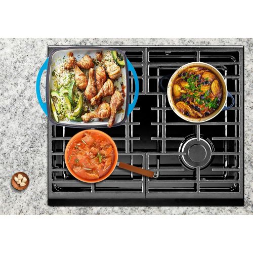  Bruntmor 2 In 1 Enameled Square Cast Iron Baking Pan, Cookware Dish With Grill Lid, 11-inch Multi Baker Casserole Dish, Lasagna Pan, Blue Whale