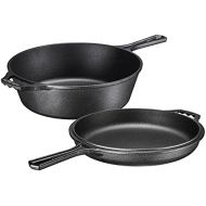 Bruntmor Pre-Seasoned 2-In-1 Cast Iron Multi-Cooker ? Heavy Duty Skillet and Lid Set, Versatile Non-Stick Kitchen Cookware, Use As Dutch Oven Or Frying Pan, 3 Quart, Pre-Seasoned