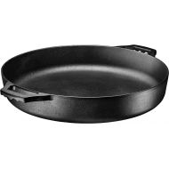 Bruntmor Pre-Seasoned Cast Iron Grill Pan for Outdoor/Indoor Cooking. 16 Large Skillet with Dual Handles Durable Frying Pan. Deep Pan with 2 Large Loop Handles, Camping Skillet, Fr