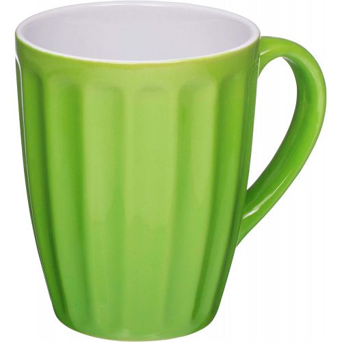  Set of 6 Large-sized 16 Ounce Ceramic Coffee Grooved Mugs, Multi-Color: Kitchen & Dining